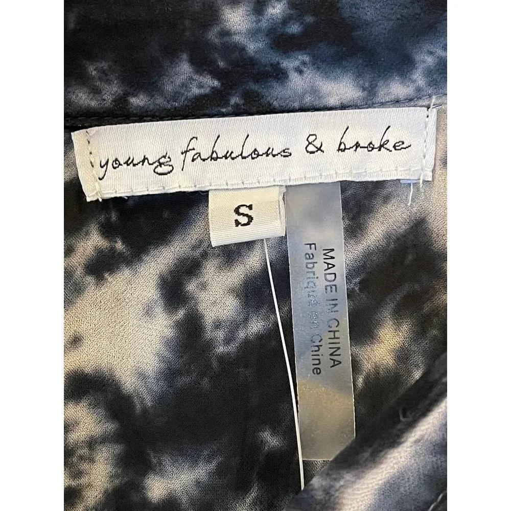 NWT Young Fabulous & Broke Black & White Tie-Dye Tallia Maxi Midi Dress S - Picture 9 of 11